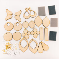 DIY Earring Making Kit, wooden blanks for sublimation earrings and paint pour art, earring components included