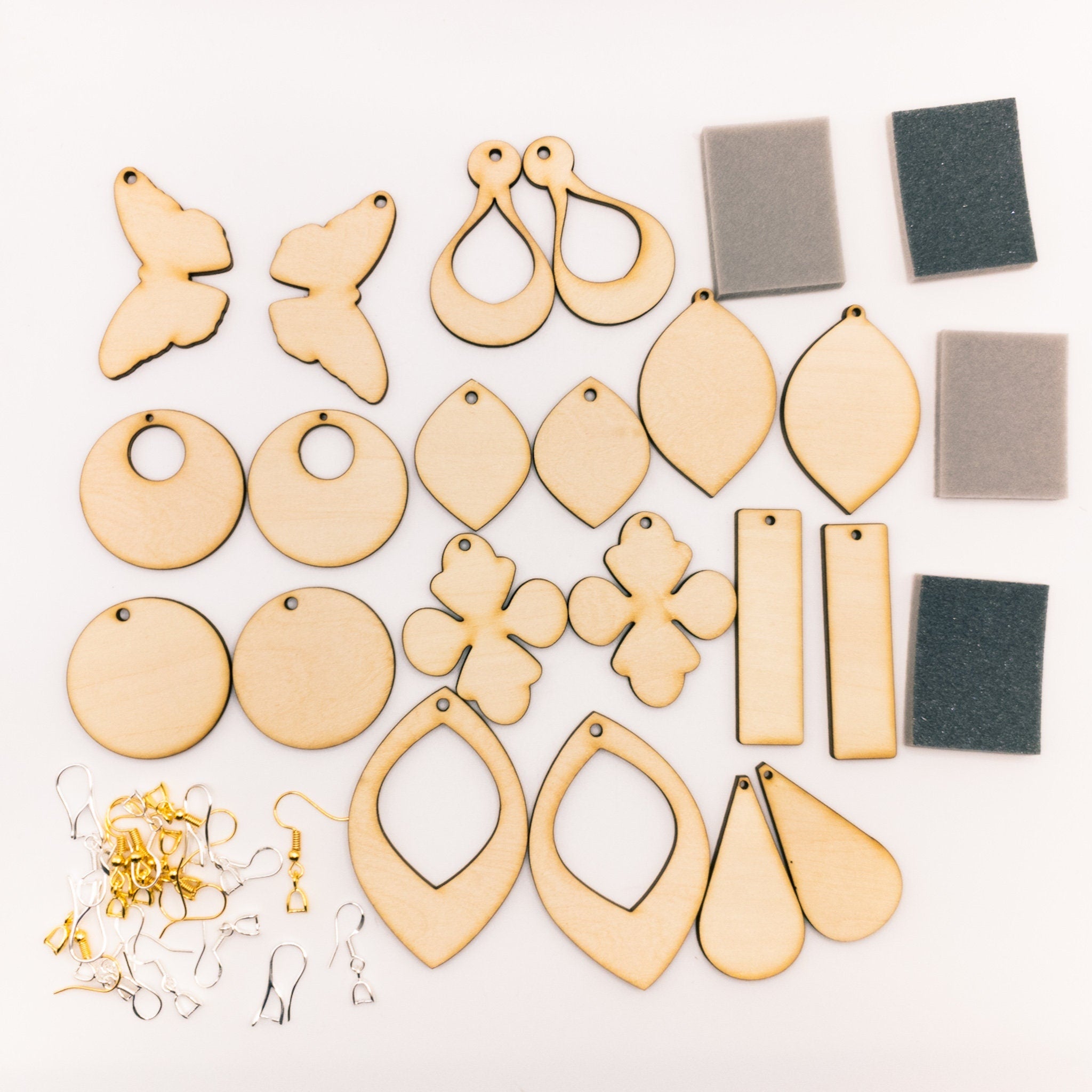 DIY Earring Making Kit, wooden blanks for sublimation earrings and