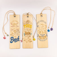 Beach Lover bookmark wooden Engraved - Book mark gift for a book club or book worm. Personalization available.