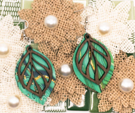 Leaf Earrings, Dangle earrings, Hand made Laser Cut wood, Lightweight jewelry Gift, layered drop earrings