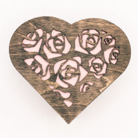 Heart Shaped Box, Small Jewelry Box, Wood box is floral engraved and personalization available