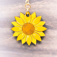 Dangle earrings, Sunflower floral earrings - Hand made jewelry, Laser Cut wood - Lightweight jewelry Gift