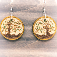 Dangle earrings, Tree of Life earrings - Hand made jewelry, Laser Cut wood - Lightweight jewelry Gift