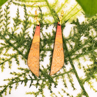 Dangle earrings, floral ombre earrings, reverse engraved - Hand made Laser Cut wood - Lightweight jewelry Gift