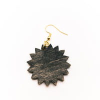 Dangle earrings, Sunflower floral earrings - Hand made jewelry, Laser Cut wood - Lightweight jewelry Gift