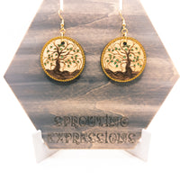 Dangle earrings, Tree of Life earrings - Hand made jewelry, Laser Cut wood - Lightweight jewelry Gift