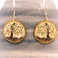 Dangle earrings, Tree of Life earrings - Hand made jewelry, Laser Cut wood - Lightweight jewelry Gift