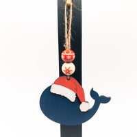 Sea Life Santa ornament Set, Beach Christmas Tree Ornament Set, Wooden Ornament, Gift Decoration