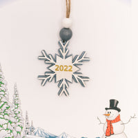 Snowflake Ornament 2022, Christmas Tree Ornament, Wooden Ornament, Engraved 2022