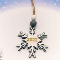 Snowflake Ornament 2022, Christmas Tree Ornament, Wooden Ornament, Engraved 2022