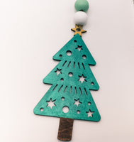 Christmas Tree Ornament, Wooden Ornament, xmas tree with stars, Fir Tree, Pine Tree