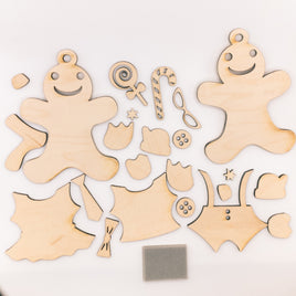 DIY Gingerbread Man Ornament Kit, Painting Craft kit, Wooden Christmas Ornament Craft
