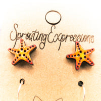 Mommy and me Starfish earring set, cute beach earring set, tiny sea star stud earrings and dangle earrings, Ocean Lover Gift