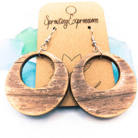 Weathered Wood Dangle earrings - Hand made jewelry, Laser Cut wood - Barn Wood, Drift wood - 3 styles