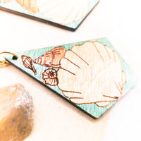 Summer Seashell Dangle earrings - Hand made jewelry, Laser Cut wood - Summer Gift, Summer Jewellery