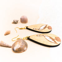White Heron Dangle earrings - Hand made jewelry, Sea Bird, Laser Cut wood - Summer Gift, Summer Jewellery