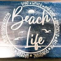 Beach Life Serving Tray, Charcuterie Board, Cheese Board, Snack Tray - Rustic Coastal Theme