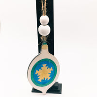 Christmas Tree Ornament Set, Wooden Ornament reminiscent of Grandparent's vintage glass ornaments, Gift Tag