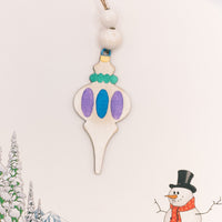 Christmas Tree Ornament Set, Wooden Ornament reminiscent of Grandparent's vintage glass ornaments, Gift Tag
