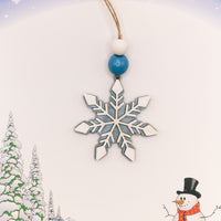 Snowflake Ornament Set, Christmas Tree Ornament Set, Wooden Ornament, Gift Tag