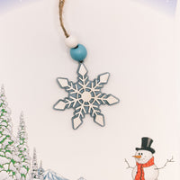 Snowflake Ornament Set, Christmas Tree Ornament Set, Wooden Ornament, Gift Tag