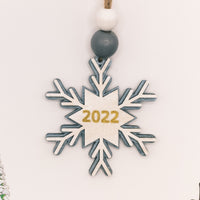 Snowflake Ornament 2022, Christmas Tree Ornament, Wooden Ornament, Engraved 2022