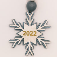 Snowflake Ornament 2022, Christmas Tree Ornament, Wooden Ornament, Engraved 2022