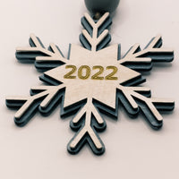 Snowflake Ornament 2022, Christmas Tree Ornament, Wooden Ornament, Engraved 2022