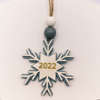 Snowflake Ornament 2022, Christmas Tree Ornament, Wooden Ornament, Engraved 2022