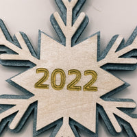 Snowflake Ornament 2022, Christmas Tree Ornament, Wooden Ornament, Engraved 2022