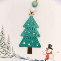 Christmas Tree Ornament, Wooden Ornament, xmas tree with stars, Fir Tree, Pine Tree