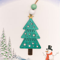 Christmas Tree Ornament, Wooden Ornament, xmas tree with stars, Fir Tree, Pine Tree