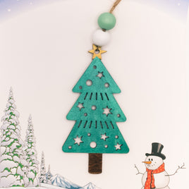 Christmas Tree Ornament, Wooden Ornament, xmas tree with stars, Fir Tree, Pine Tree