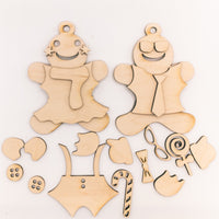 DIY Gingerbread Man Ornament Kit, Painting Craft kit, Wooden Christmas Ornament Craft