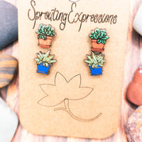 Garden Stud Earrings, Cute stud earring sets, tiny stud earrings, potted plants