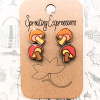 Mushroom Stud Earrings, Cute stud earring set, tiny stud earrings, Garden Shrooms