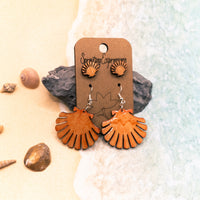 Mommy and me Seashell earring set, cute beach earring set, tiny shell stud earrings and dangle earrings, Ocean Lover Gift