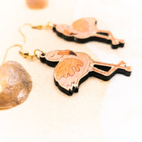 Pink Flamingo Dangle earrings, Tropical Bird - Hand made jewelry, Laser Cut wood - Summer Gift, Summer Jewellery