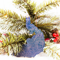 Peacock Christmas Tree Ornament, Wooden Ornament, Bird Lover Gift, engraved ornament
