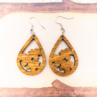 Fall leaf earrings, Autumn leaves - Hand made jewelry, Wood Dangle Teardrop earrings