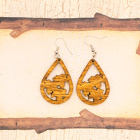 Fall Pumpkin earrings - Hand made jewelry, Wood Dangle Teardrop earrings