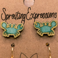 Mommy and me Crab earring set, cute beach earring set, tiny blue crabs stud earrings and dangle earrings, Ocean Lover Gift