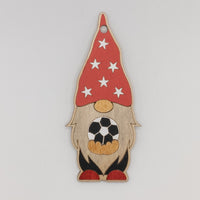 Soccer Gnome Ornament, Wooden Ornament, Sports Lover Gift, Christmas tree Ornament, team ornaments