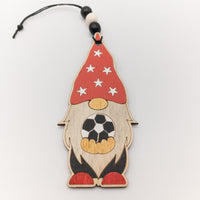 Soccer Gnome Ornament, Wooden Ornament, Sports Lover Gift, Christmas tree Ornament, team ornaments