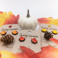 Fall Leaves Stud Earrings, Autumn stud earrings, tiny stud earrings, Maple Leaf