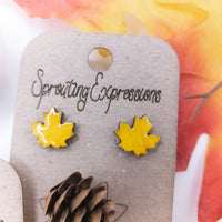 Fall Leaves Stud Earrings, Autumn stud earrings, tiny stud earrings, Maple Leaf