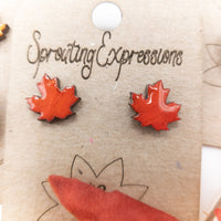 Fall Leaves Stud Earrings, Autumn stud earrings, tiny stud earrings, Maple Leaf