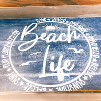 Beach Life Serving Tray, Charcuterie Board, Cheese Board, Snack Tray - Rustic Coastal Theme