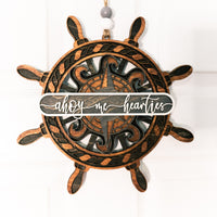 Ship's helm Welcome sign - Pirate ship's wheel Door sign- Wooden Round Sign, Bar Decor, Man Cave Gift, Nautical Theme