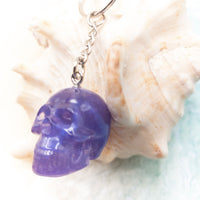 Skull Keychain, Glitter Skull Keyring, Glow in the dark Skull Keychain, resin skull, Halloween Gift